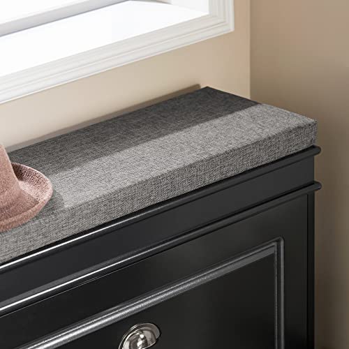 Haotian Shoe Storage Bench with Cushion, Black Narrow Shoe Rack for Entryway, Small Shoe Cabinet with Flip-Drawer, Closet Hallway Mudroom FSR82-L-SCH - color: Black, size: 1 Drawer:29.5x9.4x20"