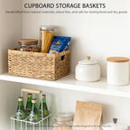 Woven Natural Water hyacinth Rectangular Storage Baskets with inside Handle,Kingwillow(Large) - size: Large