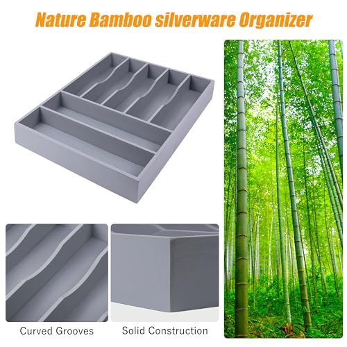 Kitchen Silverware Drawer Organizer and Storage Organizador Small De Cucharas y Tenedores Cubiertos Para Gavetas Cocina Para Gabinete Cajones Cocina Cajones Cocina Para Gabinete Hogar y Cocina Ofertas - color: Gray, size: 7 Slots