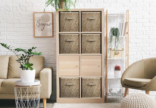 Sorbus Foldable Storage Bins - 11 Inch Sturdy Collapsible Fabric Storage Cubes with Handle - 4 Baskets for Organizing Clothes & Toys - Organization & Storage Baskets for Shelves, Pantry, Closet, Cubby - color: Woven Beige