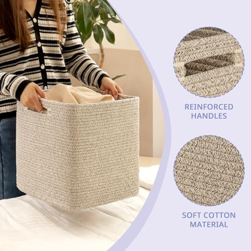 OIAHOMY Storage Cubes, 11 Inch Cube Organizer, Collapsible Storage Bins, Baskets for Organizing, Bins for Shelves-Brown, 2-PACK - color: Brown, size: 2Pcs-11*11*11inch