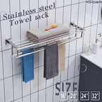 KOKOSIRI Bathroom Towel Rack Towel Holder 32 Inches Bath Towel Shelf with Double Towel Bars Wall Mounted, Polished Chrome Stainless Steel B6005CH-L32 - color: Polished Chrome, size: 32 Inch