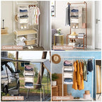 MAX Houser 4 Tier Shelf Hanging Closet Organizer, Closet Hanging Shelf with 2 Sturdy Hooks for Storage,2 Pack, Foldable (Beige) - color: Beige-5