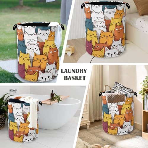 Funny Cat Laundry Basket,Foldable Oxford Cloth Tote Bag Laundry Hamper Clothes Storage Bucket Organizer for Bedroom Laundry Storage Dormitories 16" x 20.8" - color: Funny Cat