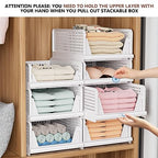 4 Pack Folding Closet Organizers Storage Box, Stackable Storage Bins, Plastic Drawer Basket Closet Storage for Wardrobe Cupboard Kitchen Bathroom Office White-4L - size: 4 PACK-L