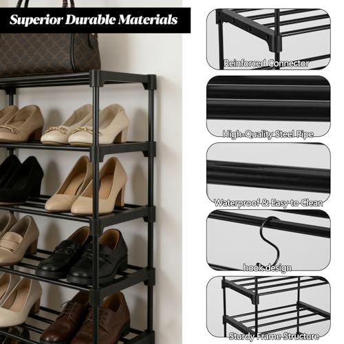 Extra Large Shoe Rack – 4 Columns × 10 Tiers, Holds Up to 72–80 Pairs – Heavy-Duty Stackable Metal Shoe Organizer for Entryway, Closet, Garage