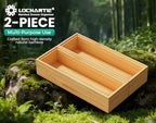 Bamboo Kitchen Drawer Organizer Boxes – 9" x 3" Stackable Wood Silverware Utensil Tray for Drawers Bins, Cutlery & Flatware Storage – Wooden Organizers Set of 2 for Junk Drawer, Bathroom, RV - size: 9" x 3" x 2"