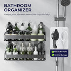 ONXE Shower Caddy Suction Cup,2 Pack Suction Shower Organizer,No Drilling Rustproof Shelves for Bathroom,Kitchen,Home Decor,Heavy Duty Bathroom Organizer with Large Capacity (15.7 inch-No bar) - size: 15.7 inch-No bar