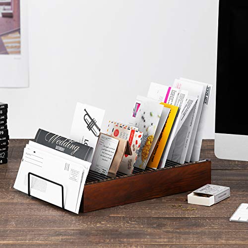 JACKCUBE Design Wood Monthly Office Desktop Bill & Mail & File Organizer Storage with Steel Divider Holder 31section, Entryway or Printer table Living room Kitchen (MK487A)