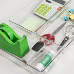 ihomecooker 3 Pack Clear Plastic Drawer Organizer Tray Cutlery Utensil Makeups Drawer Silverware Organizers 12" X 6"… (6P(6X6+6X9+6X15)) - size: 6 Pack Mixed Sizes Clear Plastic