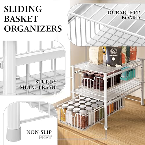 Simple Houseware Stackable Basket Drawer, White - color: White, size: 1-tier