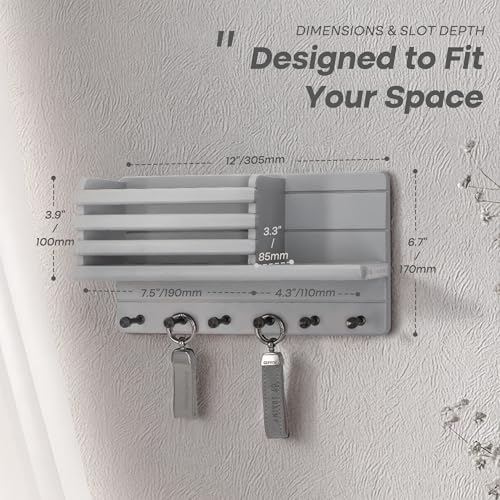 Rebee Vision Farmhouse Pine Wood Key Holder Wall Mount - Key Holder for Wall with Mail Slot Can Store Documents and Letters - Ideal for Entryway Home Storage and Apartment Decor (Gray) - color: Gray