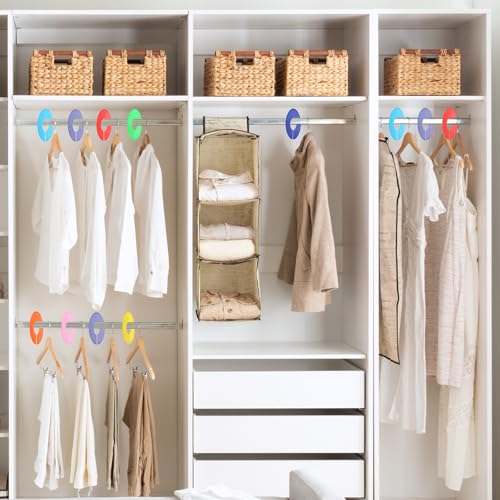 uxcell 10 Pcs Clothes Dividers,Round Closet Rack Dividers Clothing Rack Size Dividers Blank Labels Writable & Reusable for Hanging Clothes Sorting Size, Purple - color: Purple