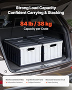 VEVOR Plastic Collapsible Storage Bins with Lids, 65L 2 Packs, Stackable Folding Storage Crates with Handles, Holds 84 lbs Per Bin, Heavy Duty Containers, Space-Saving Baskets, for Home Organizing - size: 65L-Grey-2PC