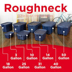 Rubbermaid Roughneck Tote 18 Gal, 6 Pack, Made in USA, Dark Indigo Metallic, Rugged Plastic Stackable Storage Bins with Lids and Handles - size: 18 Gal - 6 Pack