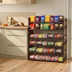 Stackable 2-Tier Can Organizer for Pantry, Space-Saving Pantry Organizer Holds up to 64 Canned Goods, Sturdy Black Shelf for Soup & Food Storage