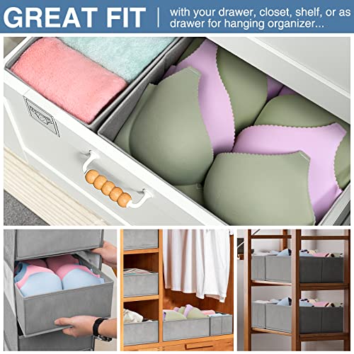 Criusia Drawer Organizer Clothes 12 Pack, Dresser Organizer for Nursery Bedroom Closet Organization and Storage - Baby Clothes Organizer Bins - Drawer Divider for Sock Underwear Bra Ties (Grey) - color: Grey, size: 12 Pack