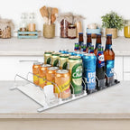 Soda Can Dispenser for Refrigerator - 3 Row Automatic Pusher Glide, Fridge Bottle Rack Drink Organizer, Self-Pushing Width Adjustable Beverage Storage Holds Up to 12 Cans (12.2inch, White) - size: 12.2 inch