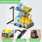 Adoymiro Under Sink Organizer, Adjustable Shelves, 2 Pack Pull Out Cabinet Organizer Slide Out Sink Shelf Cabinet Storage Shelves, Under Sink Storage for Kitchen Bathroom Cabinet