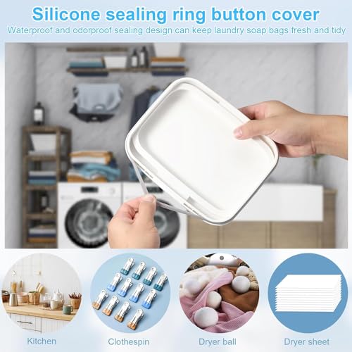 2 Pack Laundry Pods Container and Dryer Sheet Holder for Laundry Room Organization, Laundry Pod Up Holder with 30 Labels and Scoops, Laundry Detergent Powder Container, Scent Booster Holder - color: 2.8L+DSH