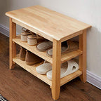 XKZG Storage Bench Wooden Shoe Rack Bench Simple Style Wood Entryway Bench (Natural,23.6") - color: Natural, size: 23.6"W x 11.8"D x 16.5"H