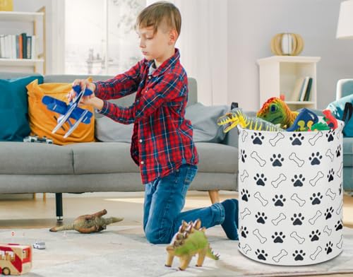 NTAOHAMPER Kids Laundry Hamper, Waterproof Storage Bin, Baby Boy Nursery Hamper with Paw Design, Clothes Organizer, Toys Bin, Room Decor - color: Paw