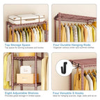 Ulif E4L L-shaped Clothes Rack, Heavy-Duty Garment Rack, Metal Freestanding Clothing Organization Storage System with Shelves and Hangers, Max Load 962lbs, 42.7" W x 42.7" D x 79.3" H, Bronze - color: Bronze
