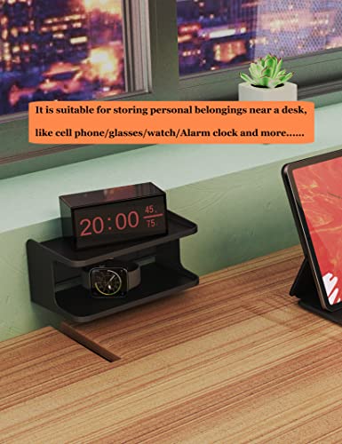 Bedside Shelf Accessories Organizer for Bedroom Bedside Wall Organizer Universal Bedside Shelf Wall Mount for Glasses/Remote/Earphone/Cell Phone and More (Black) - color: Black