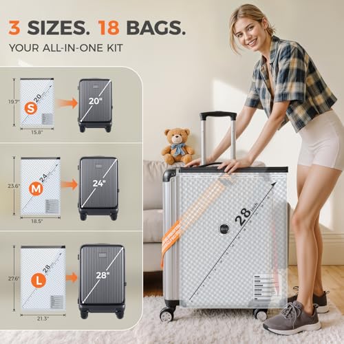 Nicetree 18-Pack Vacuum Seal Bags with Rechargeable Wireless Pump | 3 Sizes (20/24/28 Inch) Travel Vacuum Storage Bags for Clothing, Bedding & Seasonal Storage | Space Saver for Luggage - style: 18 Pack