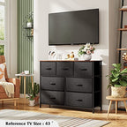 WLIVE 7 Drawer Dresser TV Stand, Entertainment Center, Media Console Table with Metal Frame and Wood Top for TV up to 45 inch, Chest of Drawers for Bedroom, Living Room, Black and Rustic Brown - color: Black and Rustic Brown