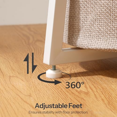 HOOBRO Small Round Side Table, 2-Tier Round Sofa End Table, Compact Nightstand with Cotton Linen Storage Basket, for Small Space, Living Room, Bedroom, Dorm, White WW183BZ01 - color: White