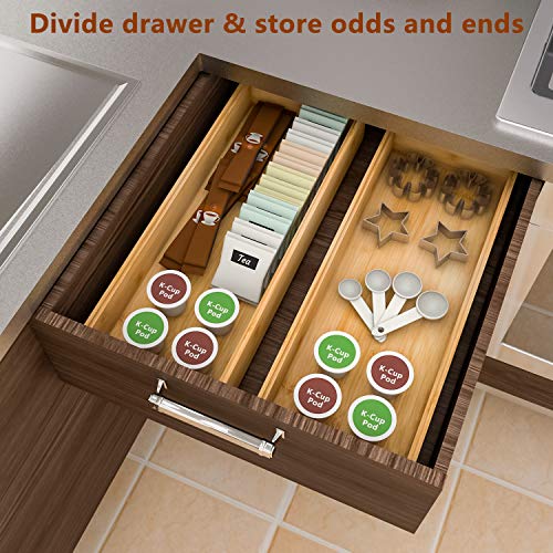 Drawer Organizer Storage Box Kitchen - Wood Stackable Tray Utensil Organizer for Office Drawers,Cabinets,Shelves,Pantry,or Bathroom Counter,Drawer Dividers for Silverware Set of 2（15x6x2.5inch） - size: 15x6x2.5inch