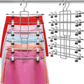 Pants Hangers with Clips,Space Saving Hanging Closet Organizer-6 Tiers Skirt Hangers with 360° Swivel Hook,Closet Organizer-Clothes Hangers- College Dorm Essentials Apartment Essentials-2 Pack - size: 2 pack