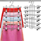 Pants Hangers with Clips,Space Saving Hanging Closet Organizer-6 Tiers Skirt Hangers with 360° Swivel Hook,Closet Organizer-Clothes Hangers- College Dorm Essentials Apartment Essentials-2 Pack - size: 2 pack