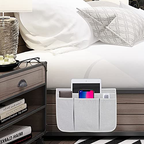 Bedside Caddy Bedside Storage Organizer Magazine Phone Tablet iPad Remote Holder, Organizer Caddy for Home College Dorm Bed, Sofa, Bunk Bed (Silver Gray) - color: Silver Gray
