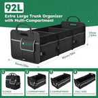 112L Large Capacity Car Trunk Organizer with 20L Insulated Fresh-Keeping Bag, Heavy-Duty 600D Waterproof Oxford Collapsible Storage for SUV, Sedan, Truck, 2 Securing Hooks & Reflective Strips - size: 112l (With Insulated Cooler)