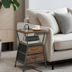 Nightstand with Charging Station, Side Tables for Bedroom with Built-in USB Side Table with 2 USB Ports and Outlets Nightstand with Cloth Drawer End Tables Living Room Sofa Couch - color: Rustic Brown With Socket
