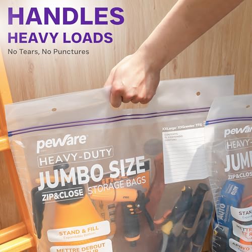 10 Gallon Heavy Duty Large Storage Bags with Handle, Big Zip Seal Top Bags, 6 Mil Extra Thick Clear Big Plastic Resealable Zip Poly Bags for Home Moving, Travel, Camping, 20" x 26", Pack 5 - size: 20x26 6mil Pack5