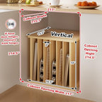 7 Tier Wooden Tray Dividers for Cabinets Cookie Sheet Organizer for Pot, Pans, Baking Tray Organizer for Kitchen Documents Storage(14" W x 16.5" H x 15.2" D) - size: 14" W x 16.5" H x 15.2" D