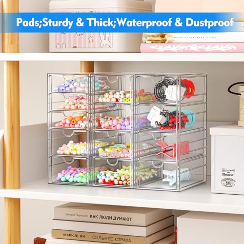 Acrylic Makeup Organizer with 13 Drawers, Bathroom Counter Organizer, Acrylic Organizers, Desk Organizer, Office Supplies, Storage Drawers for Cosmetic, Pencil, Coffee, etc 3 Pack - size: 13 Drawers