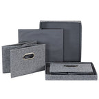 Household Essentials Collapsible Cotton Blend Storage Box with Lid and Metal Grommet Handle, Set of 2, Grey - color: Gray, size: 2 Count
