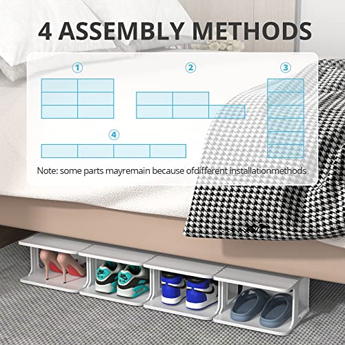ZOINLIY Stackable Shoe Organizer for Closet, Small Shoe Rack for Entryway, Bedroom, Dorm Rooms, Free Standing Shoe Shelf, Plastic Shoe Cubby for Small Space, Grey Space Saver Shoe Holder - size: 4 Tiers, 2 Columns