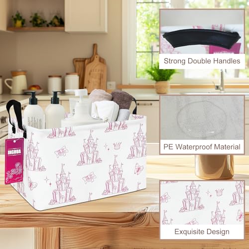 Rectangular Storage Basket Fabric Organizer Bin for Toys,Books,Clothes,Gifts,Pets-Perfect for Home,Office,Nursery,Dorm,Shelf(Rec-Shining castles ) - color: Rec-Shining castles