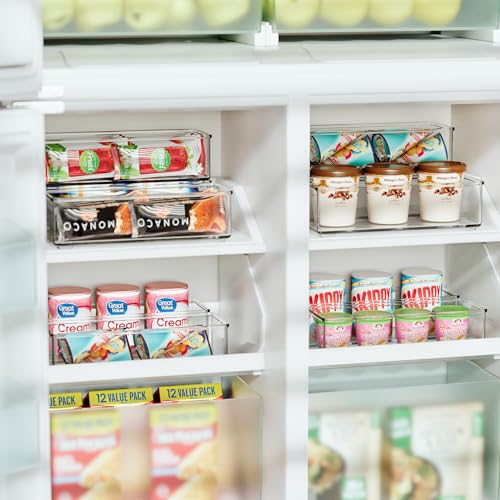 Heyuzb 4 PACK Freezer Organizer Bins Clear Stackable Storage Bins for Fridge Organization and Storage - size: 4 PACK