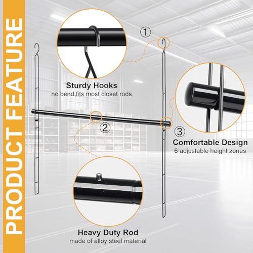 Hanging Closet Rod 31.89in, 6 Height Adjustable Closet Hanging Organizer, Heavy Duty Closet Extender Hanging Rod, Space Saving Clothes Hanging Bar Closet Poles for Hanging Clothes,Black
