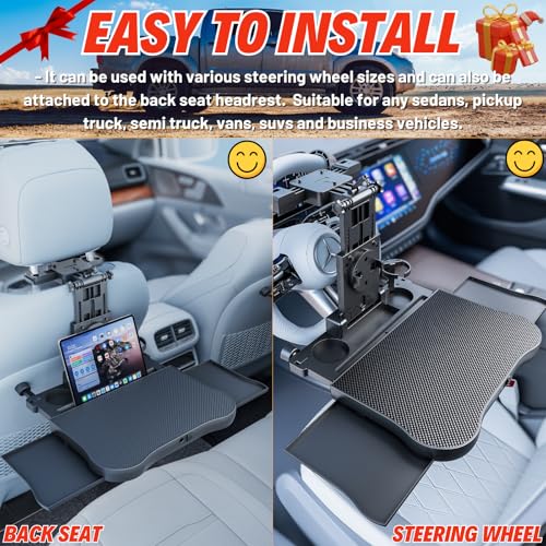 Large Foldable Backseat Tray Table, Car Laptop Desk with Cup Holder, Back Headrest Passenger Food Tray, Phone Tablet Holder, Multifunctional Travel Desk, Car Essentials for Kids & Long Road Trips - style: Car Seat Table Tray