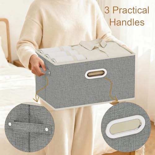 Fabric Open Storage Bins with Metal Handles, Collapsible Organizer Baskets, Foldable Cube Boxes for Shelves, Closet, Living Room, 10.2x7.9x6.7in, Grey, 2 Pack - color: Grey, size: 10.2x7.9x6.7 in(2 Pack)