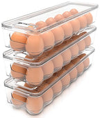 Utopia Home Egg Container With Lid and Handle for Refrigerator - Pack of 3 - Clear Stackable Egg Holder for Kitchen Storage and organization - size: Pack of 3
