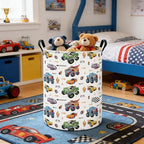 FANKANG Monster Truck Laundry Hamper Storage Basket, Nursery Hamper Canvas Laundry Basket Foldable with Waterproof PE Coating for Kids, Office, Bedroom, Clothes,Toys(Monster Truck) - color: Monster Truck