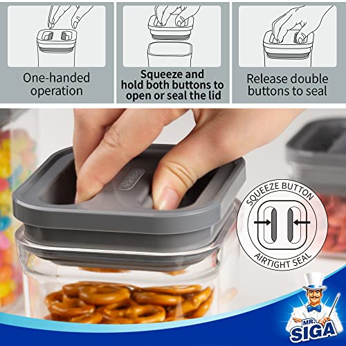 MR.SIGA 4 Pack Airtight Food Storage Container Set, BPA Free Kitchen Pantry Organization Canisters with One-handed Leak Proof Lids, 1L / 33.8oz, Medium, Gray - color: Gray
